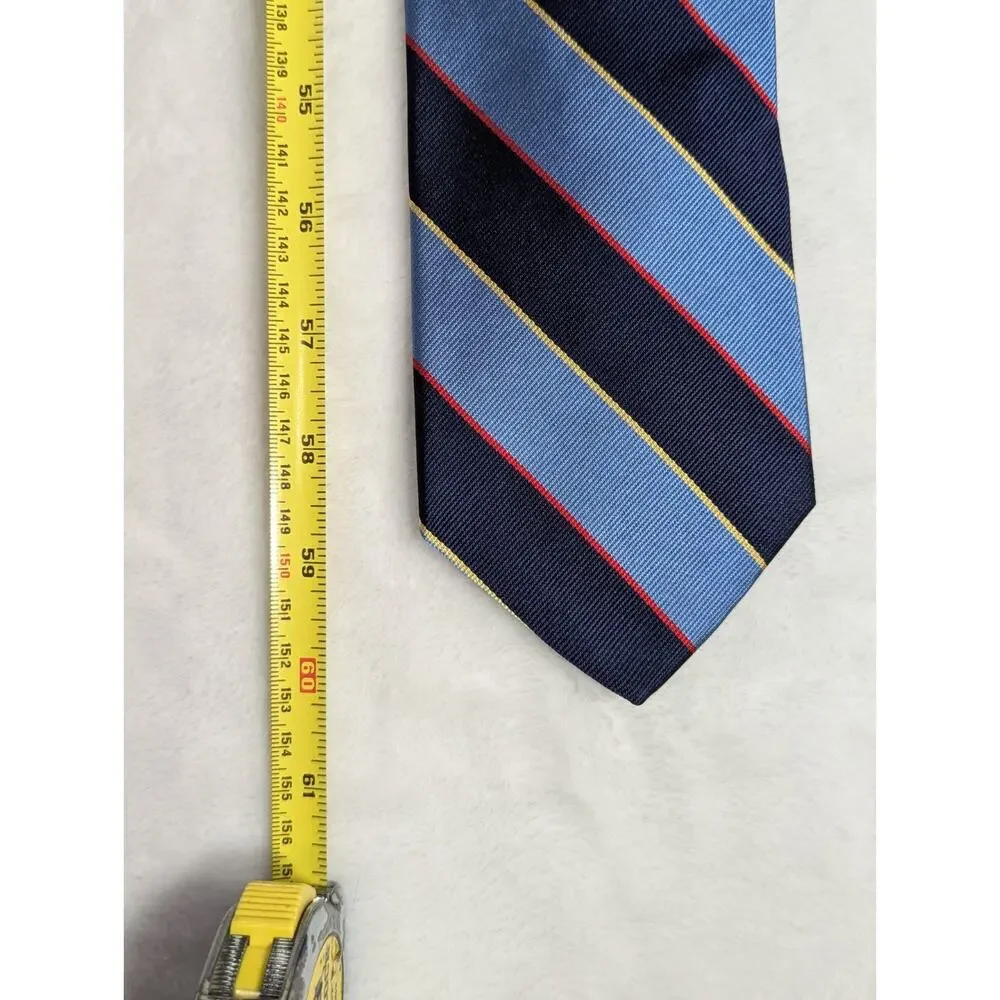 Vintage Brooks Brothers Makers Silk Repp Stripe Tie Made In USA Navy Blue Red